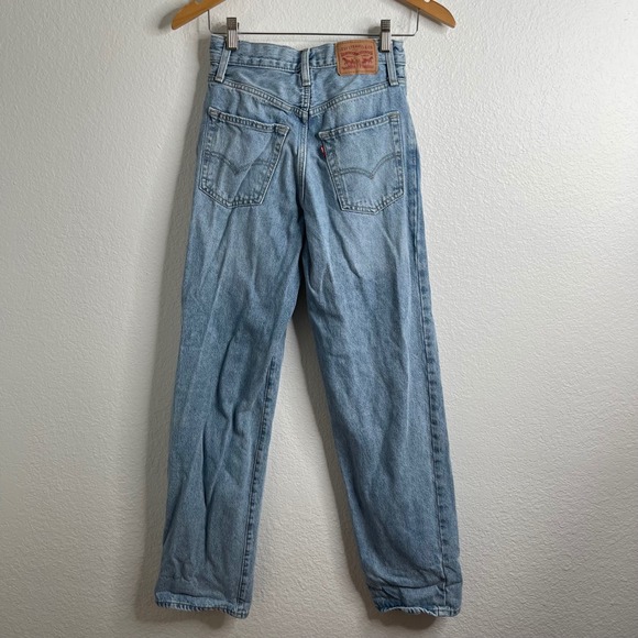 Levis 94 Baggy Light Wash Blue Straight Wide Leg Jeans 100 Cotton Womens 24 - Picture 4 of 5